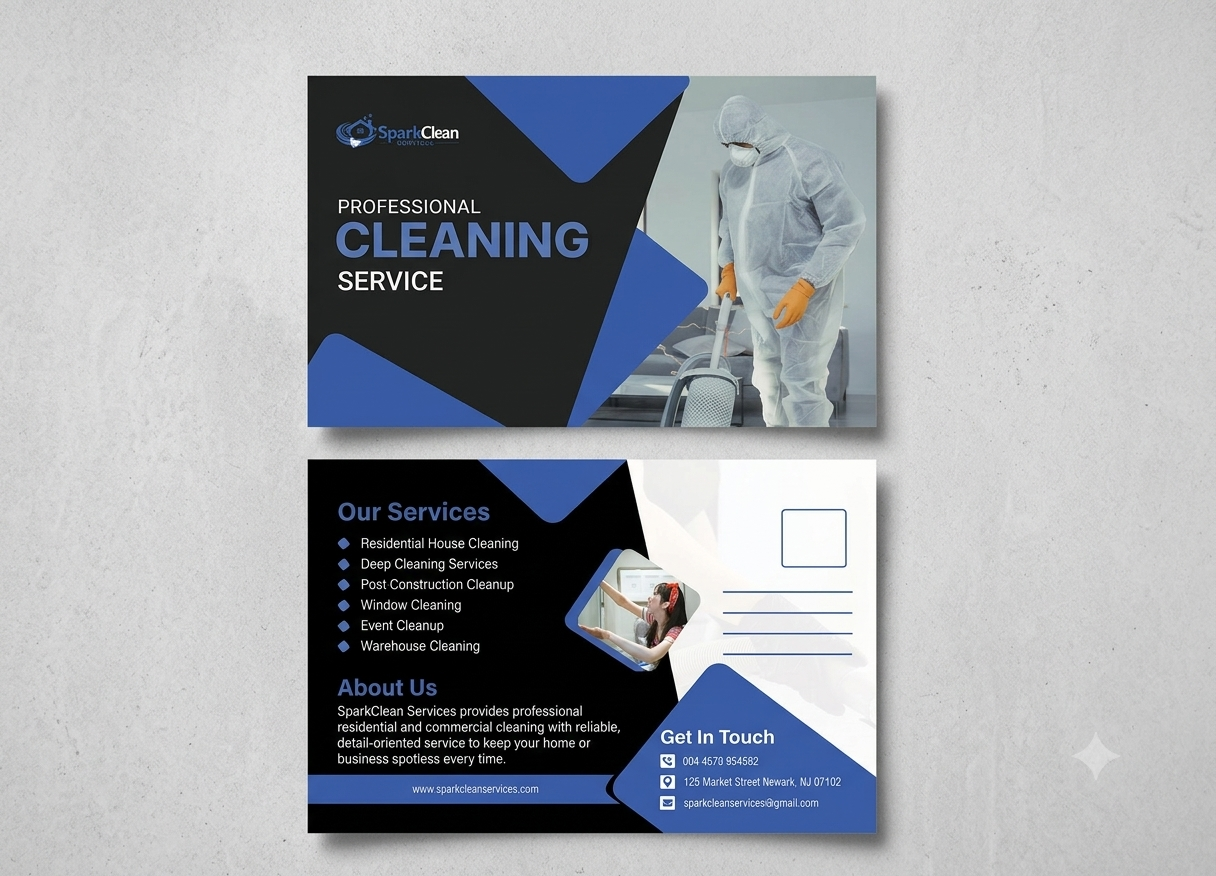 Cleaning Service Postcard Design